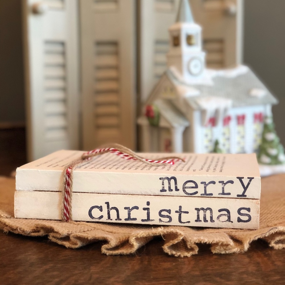 Hand stamped books - Christmas